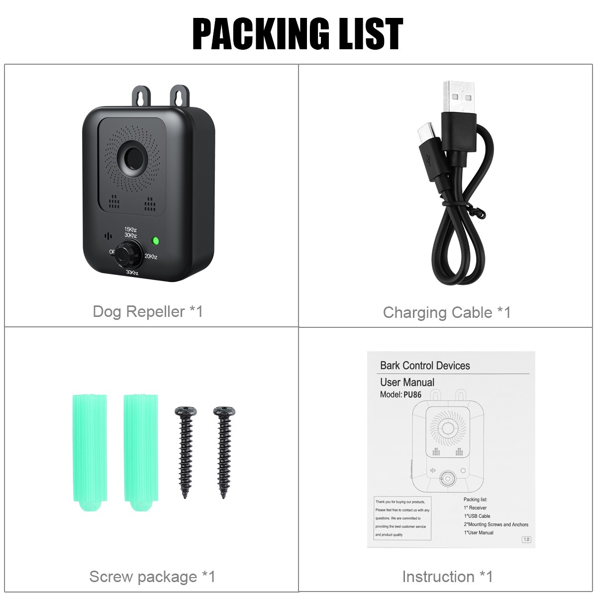 Ultrasonic Dog Bark Deterrent Devices Anti Barking Control Training Rechargeable