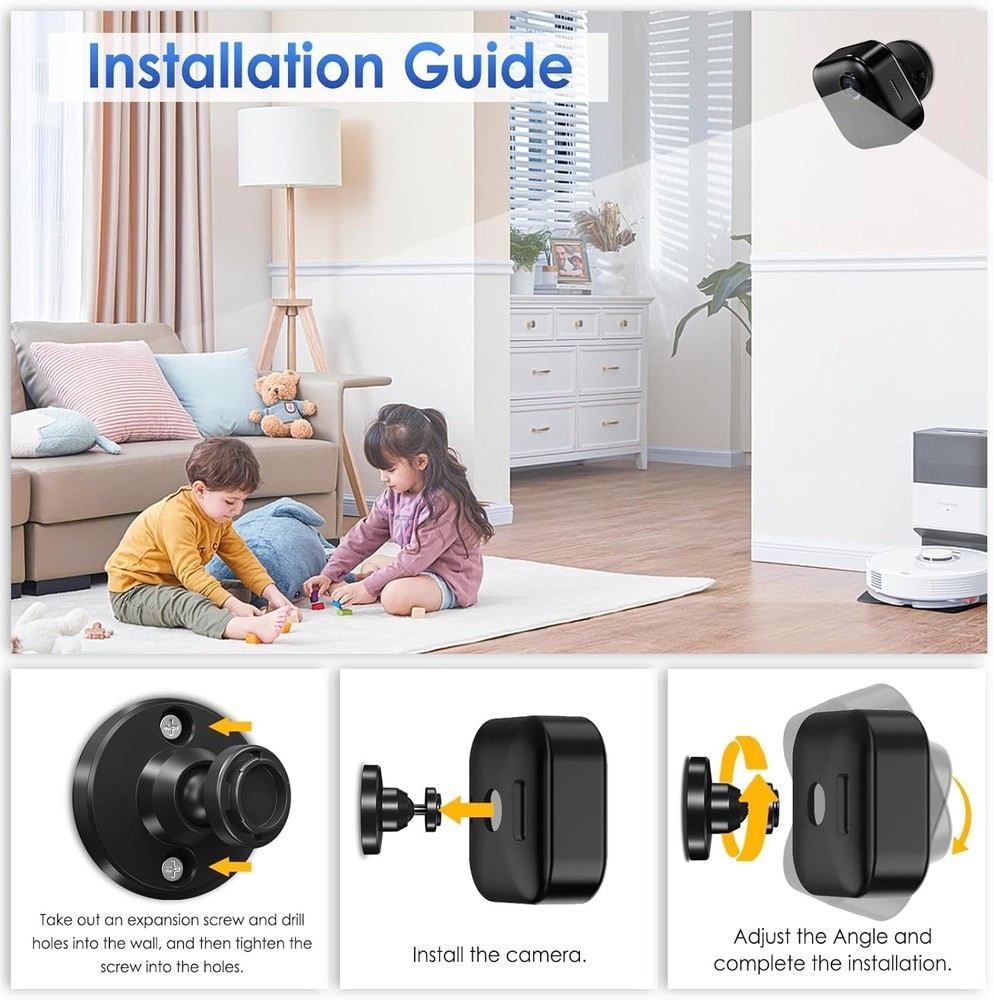 Blink Outdoor Camera Wall Mount 360° Adjustable Bracket 3-Pack Black