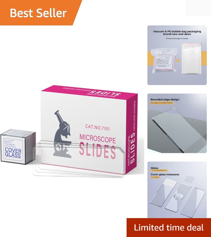 Complete Rounded Edge Microscope Slide & Coverslip Kit - 150 High-Quality Pieces