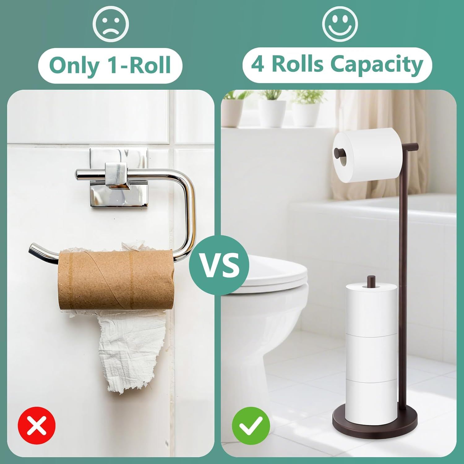 Free Standing Toilet Paper Holder Stand, Oil Rubbed Bronze Toilet Paper Holder w