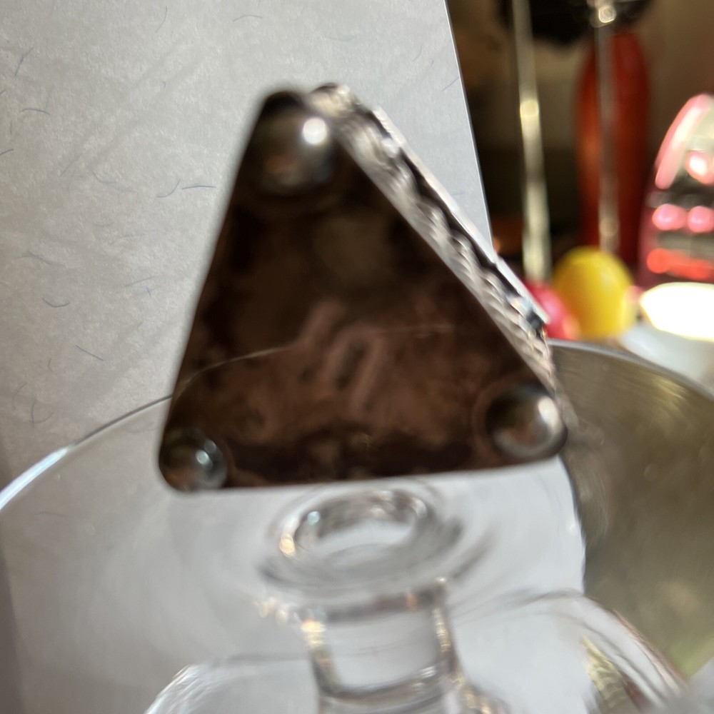 Basket Weave Triangular Pill Box Sterling Silver 1950