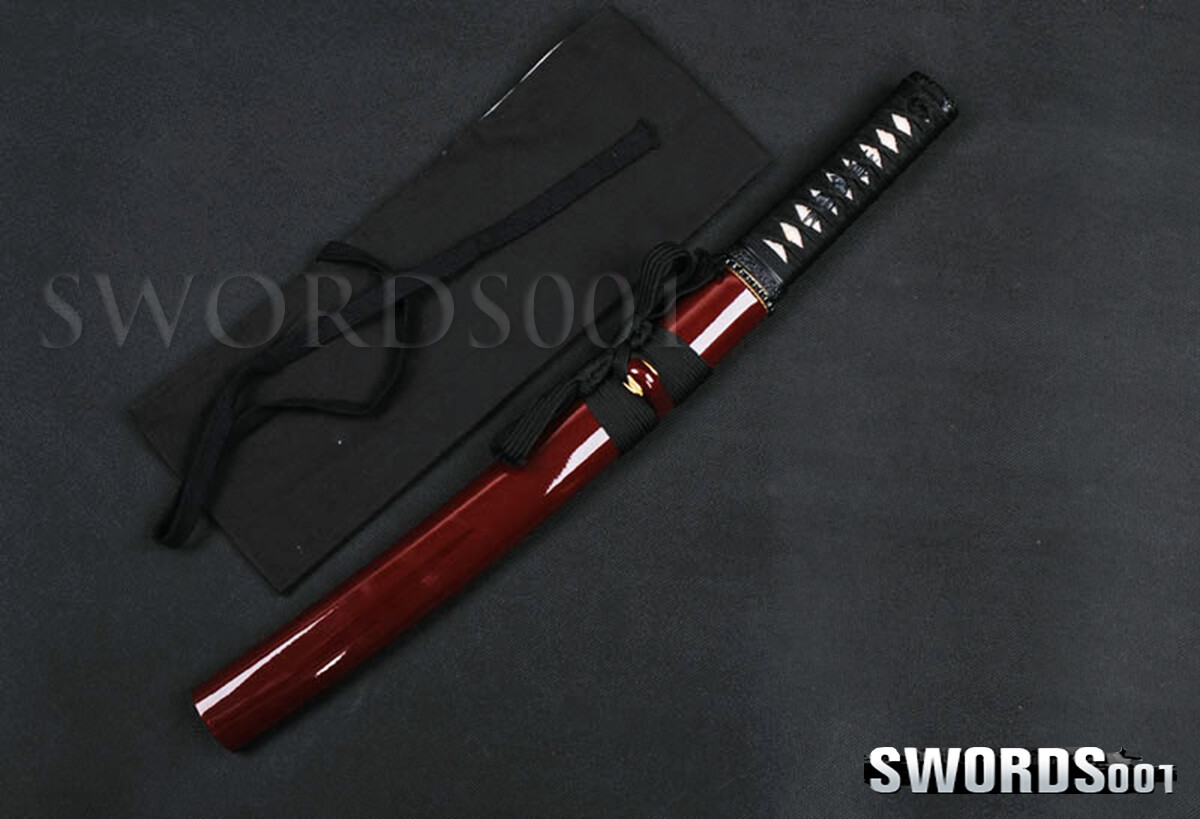 Self-defense Samurai Tanto Knife Carbon Steel Japanese Sword Dark Red Scabbard