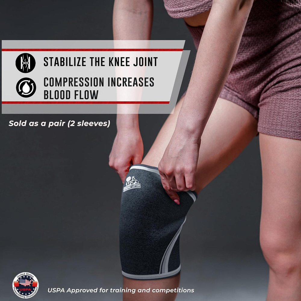 Knee Sleeves (1 Pair) Support & Compression for Weightlifting, Powerlifting & Cr