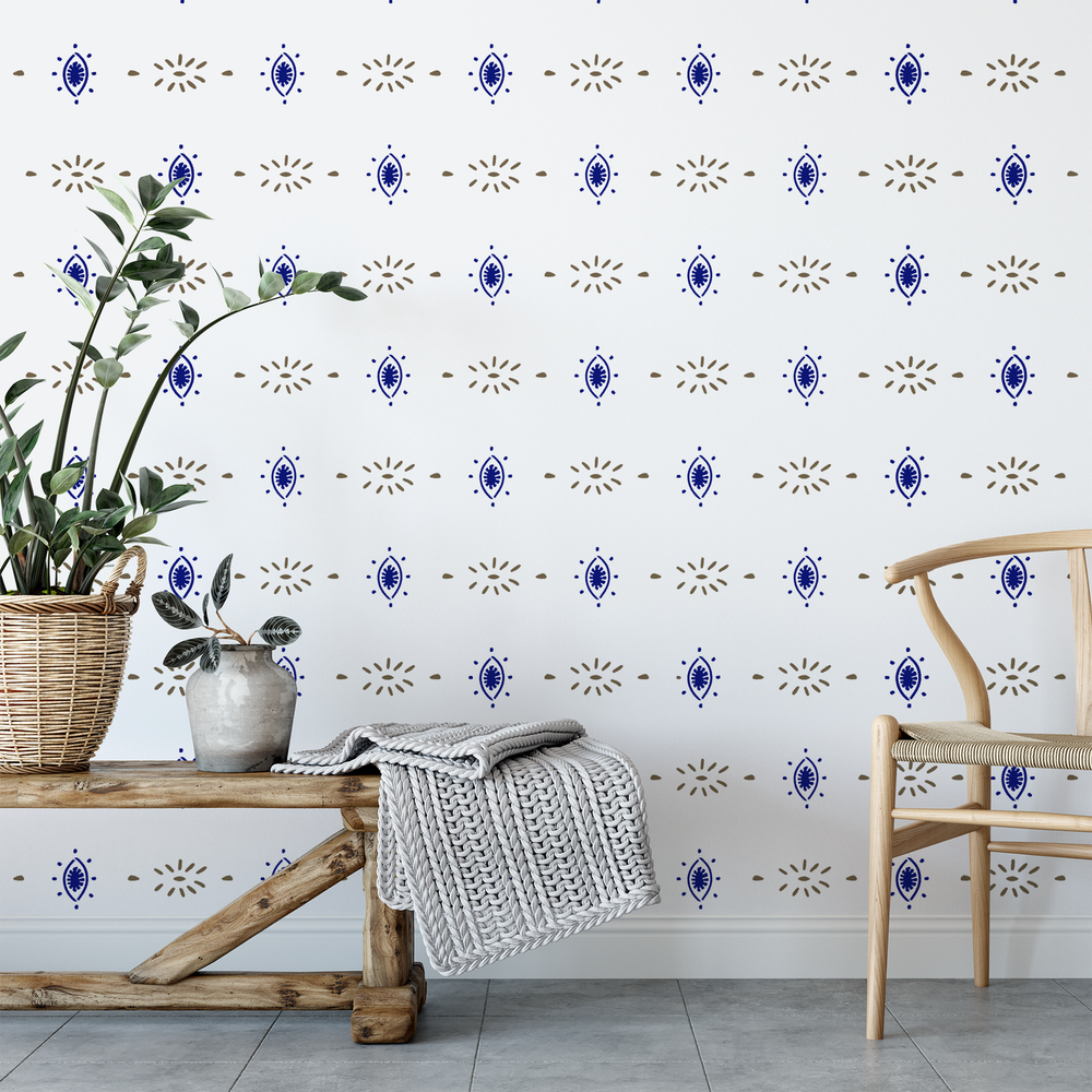 Boho Eyes Pattern Wall Stencil - Durable & Reusable Mylar Stencils