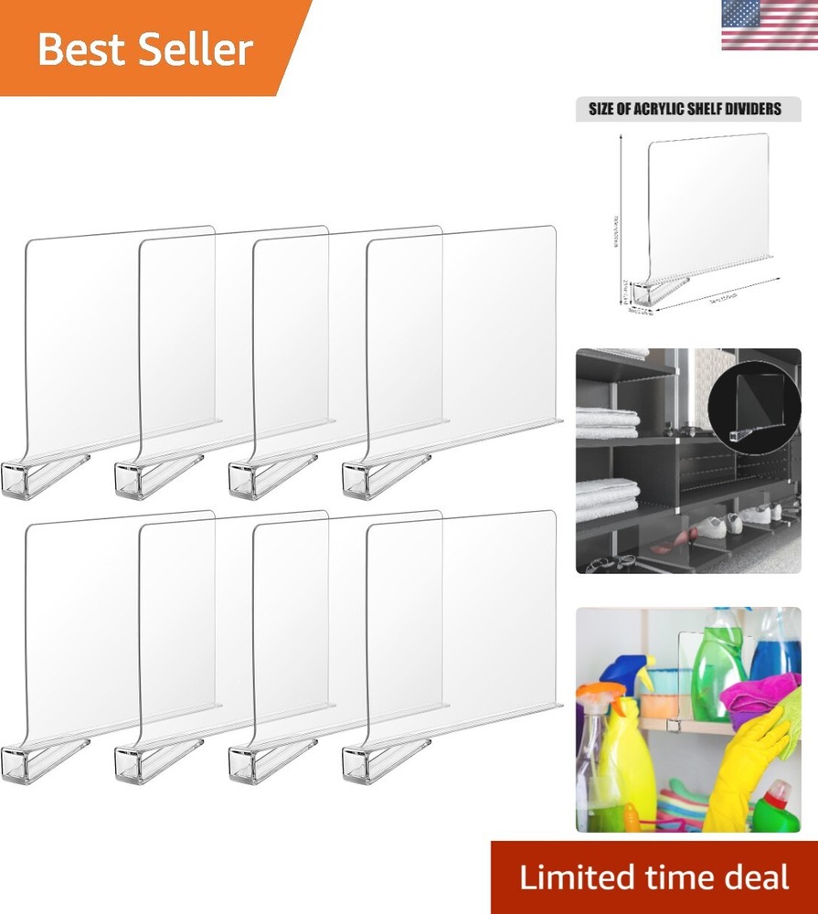 Versatile Acrylic Closet Separators - 8 Pack for Effortless Home Organization