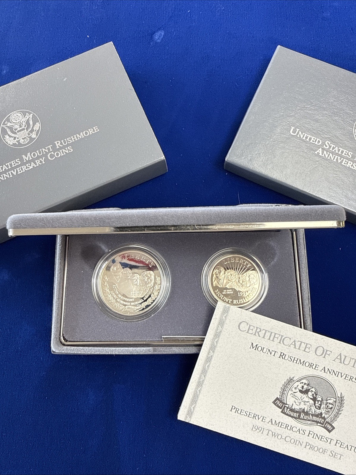 1991 Mount Rushmore Anniversary 2 Coin Proof Set W/COA!!!!!!!