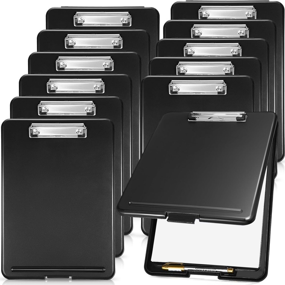 12 Pack Clipboard with Storage Foldable Plastic Nursing Clipboard 9.5x13.5"