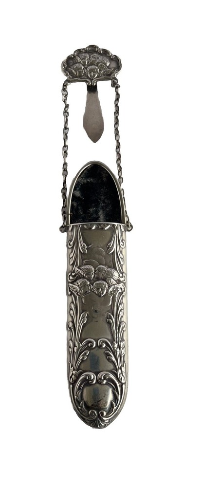 Sterling Silver Victorian Chatelaine Ornamental Case Sewing Tools Scissors 1898