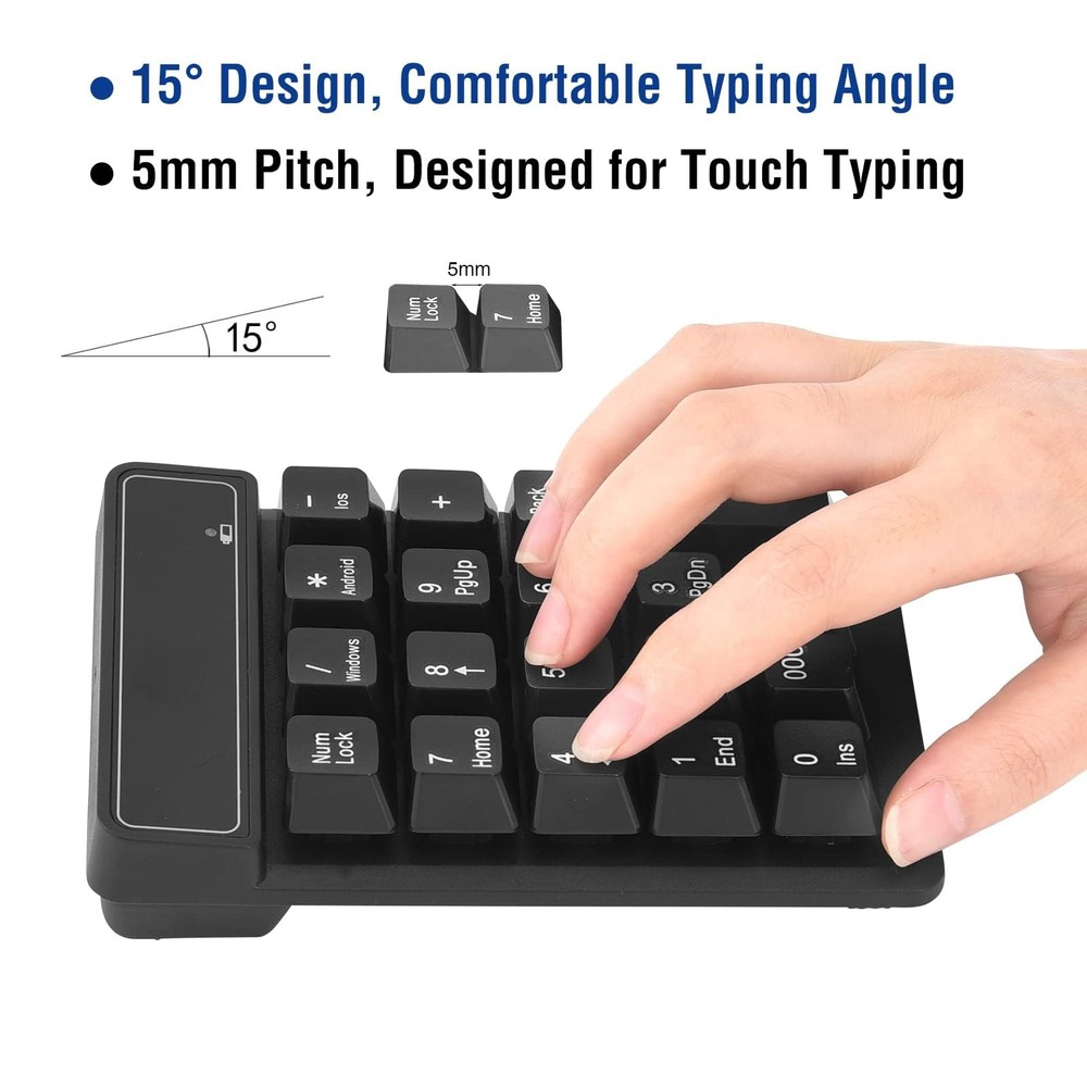 Bluetooth Number Pad 19-Keys Wireless Numeric Keypad Portable Mini Accounting