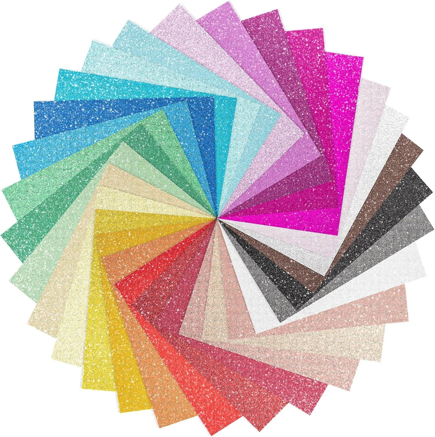 30 Pack Glitter Cardstock Paper Sheets, 30 Colors 6×8inch Shimmering Paper 250g