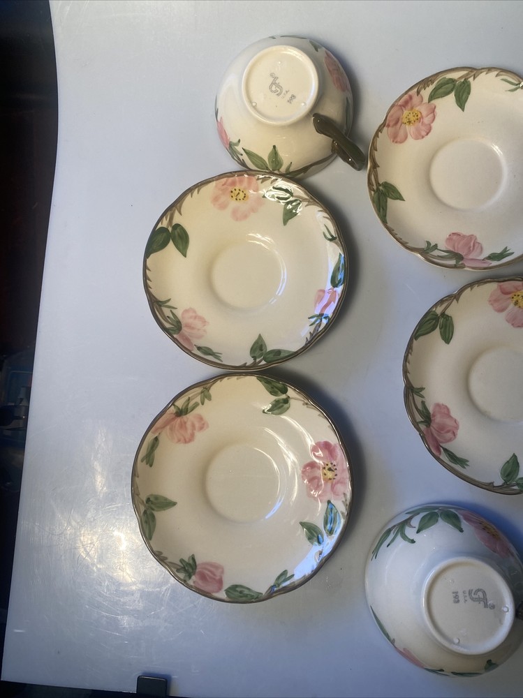 5 Franciscan Desert Rose Tea Cups & Saucers