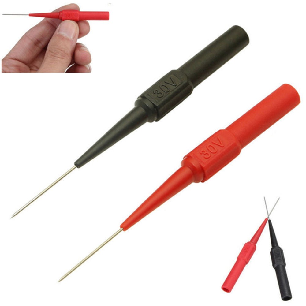 2X Multimeter Test Lead Extention Back Probes Sharp Needle Micro Pin For Banana