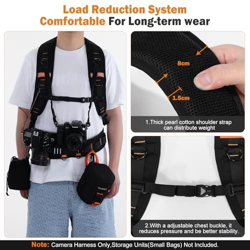Adjustable Camera Strap for Photographers – Multi-Function Dual Large Black