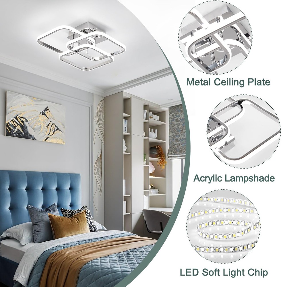 Modern Ceiling Light,Dimmable LED Ceiling Light Fixtures with Remote Control,...