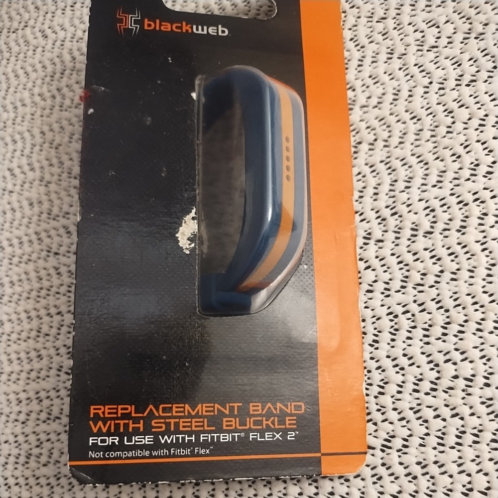 Blackweb Adjustable Fitbit Flex 2 Buckle Band Replacement W Blue Orange Stripe