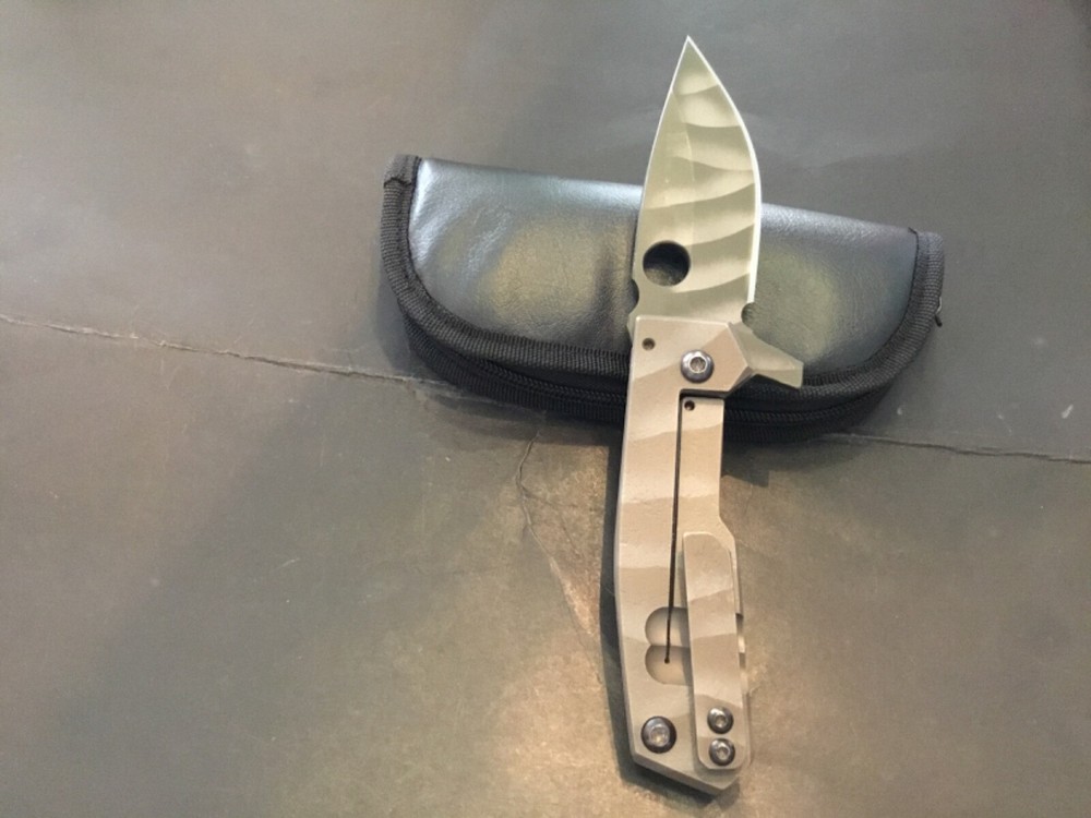 Custom Crusader Forge Titantium Flipper Folder Knife