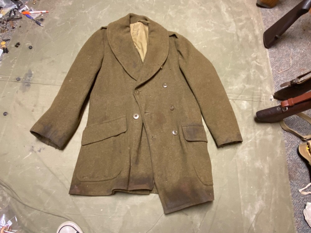 ORIGINAL WWII US ARMY WINTER M1938 "CUT DOWN" OVERCOAT COAT- LARGE 44R