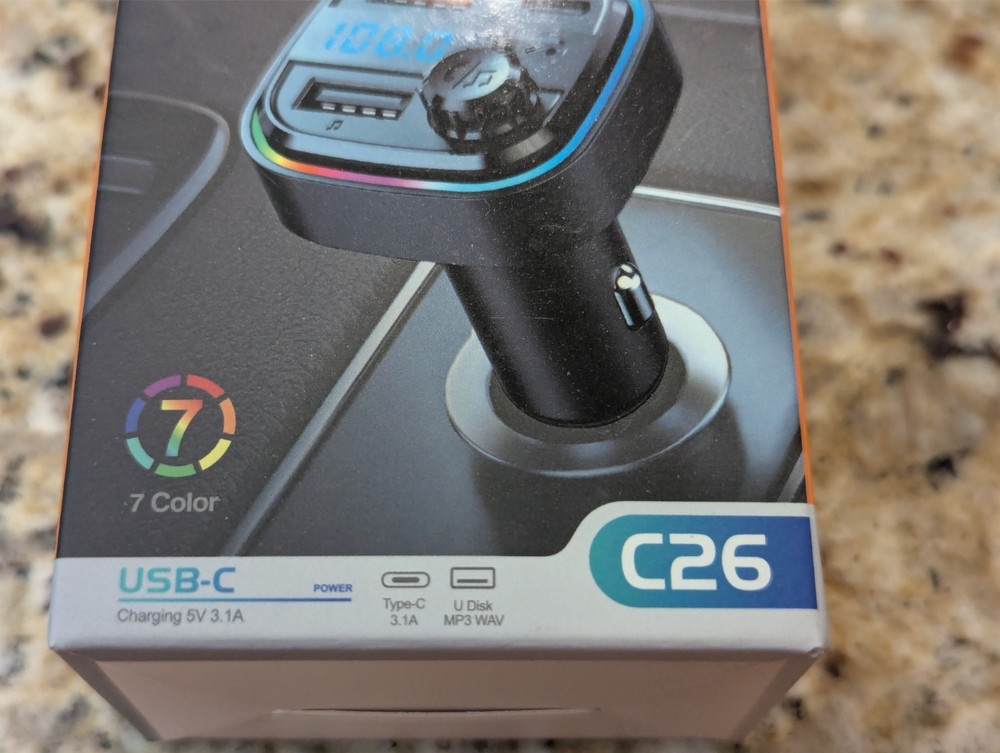 C26 Car MP3 Player RGB Ambient Lighting USB-C 5V 3.1A