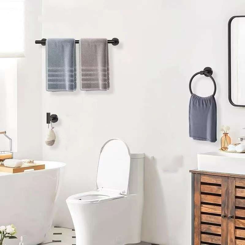Matte Black Bathroom Hardware Set Extendable Towel Racks for Bathroom 5Pcs