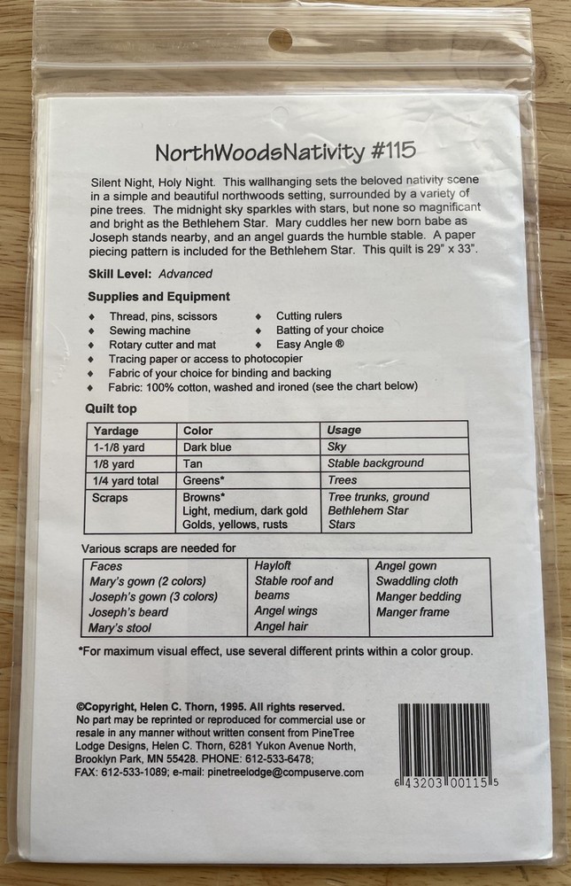 NORTHWOODS NATIVITY Quilt pattern by Pine Tree Lodge Designs