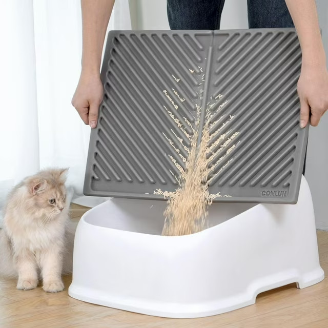 Litter Cat Mat Waterproof Trapping Silicone Large Mat, Layer Double for Box