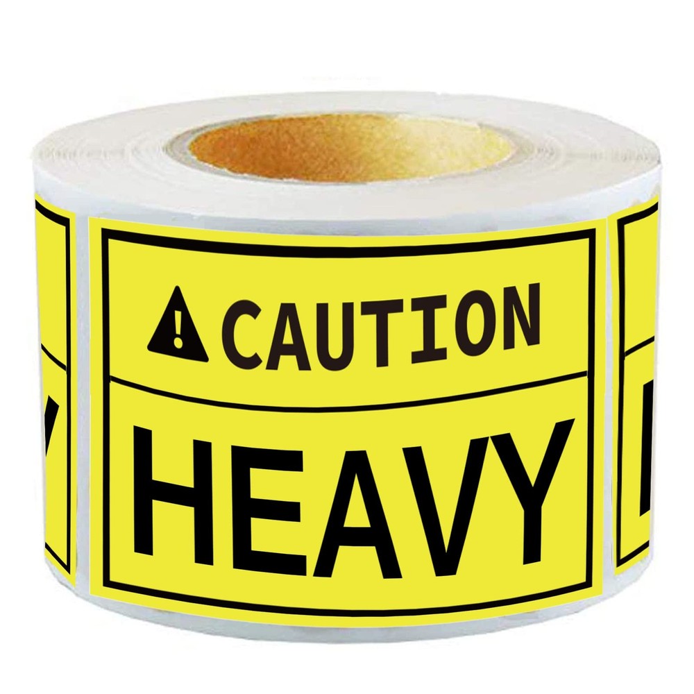 300 Pcs Caution Heavy Sticker, 2 x 3 inch Fluorescent Yellow large,