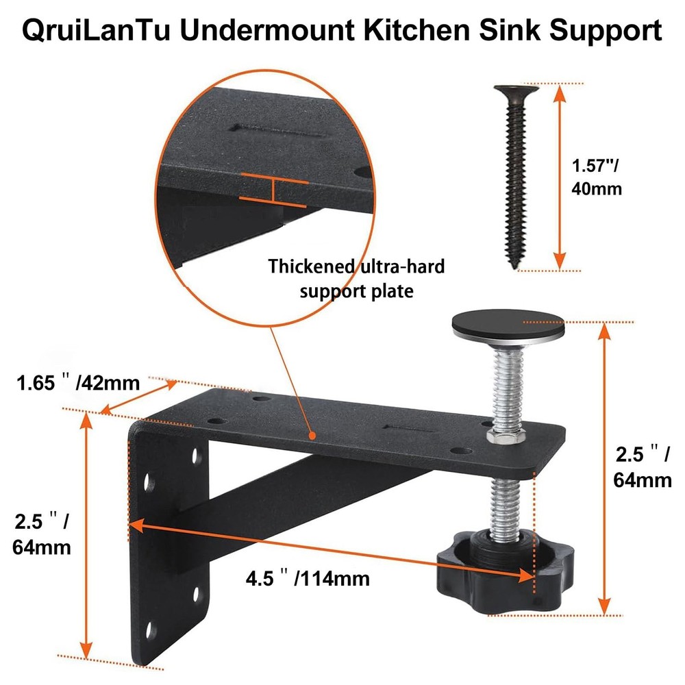 4 PCS Undermount Kitchen Sink Support Narrow Cabinets Adjustable Brackets