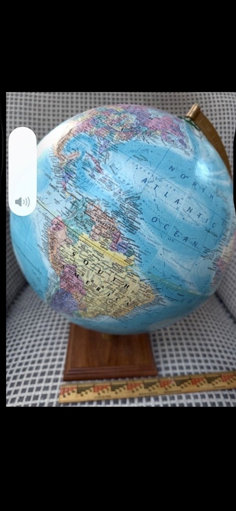 Globemaster 12" Wooden Base Multi-Colored World Globe Pre-Owned