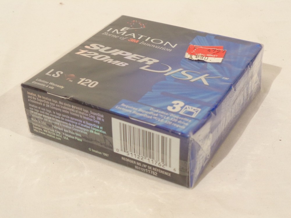 Vintage Imation SuperDisk 120MB 3 Pack LS-120 Diskettes 3M New Sealed