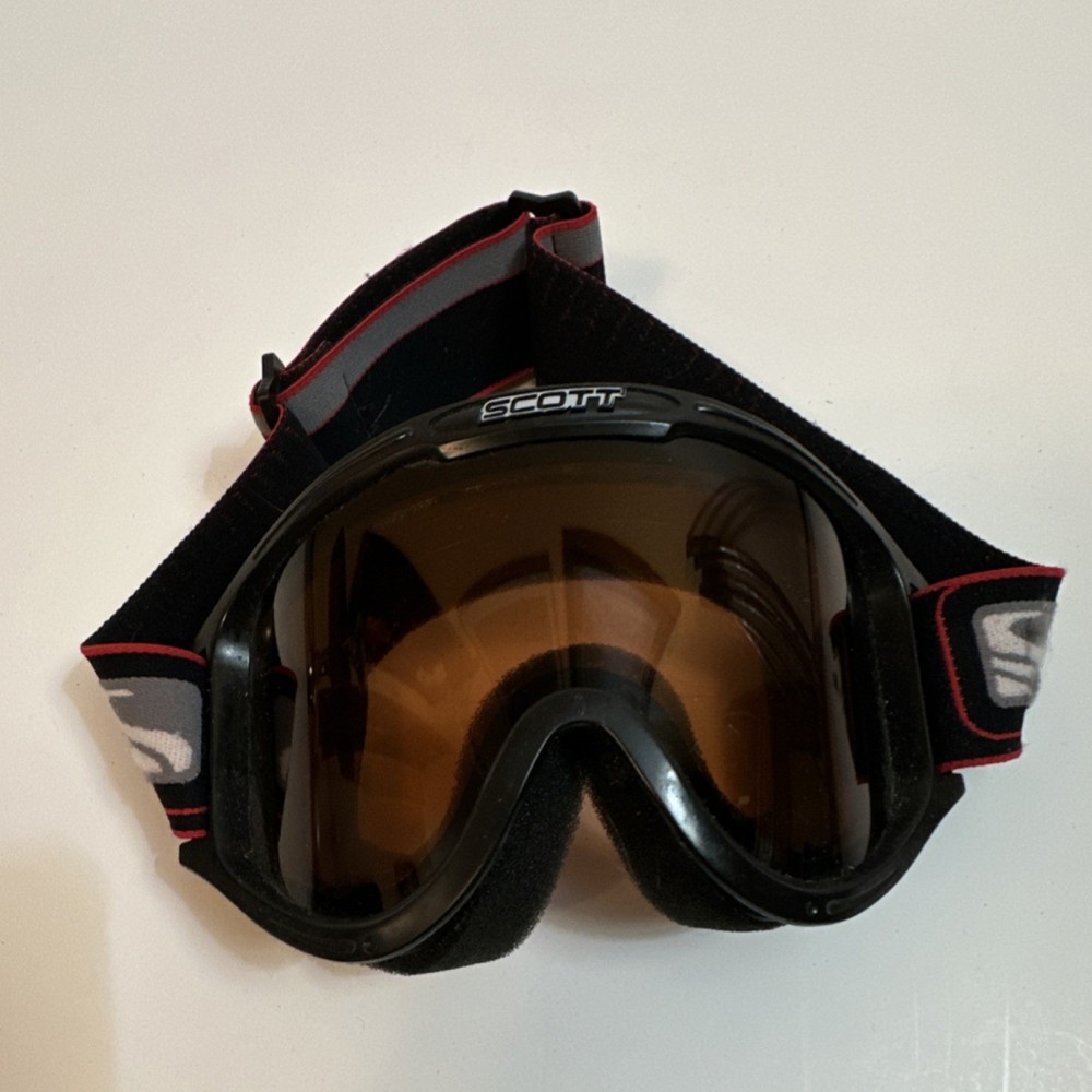 SCOTT Ski Goggles Black Frame Brown Lens Adjustable Strap Ski Snowboard