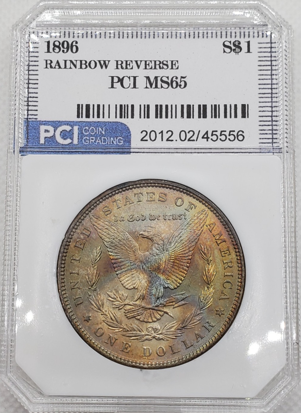 1896 Morgan Silver Dollar Rainbow Reverse