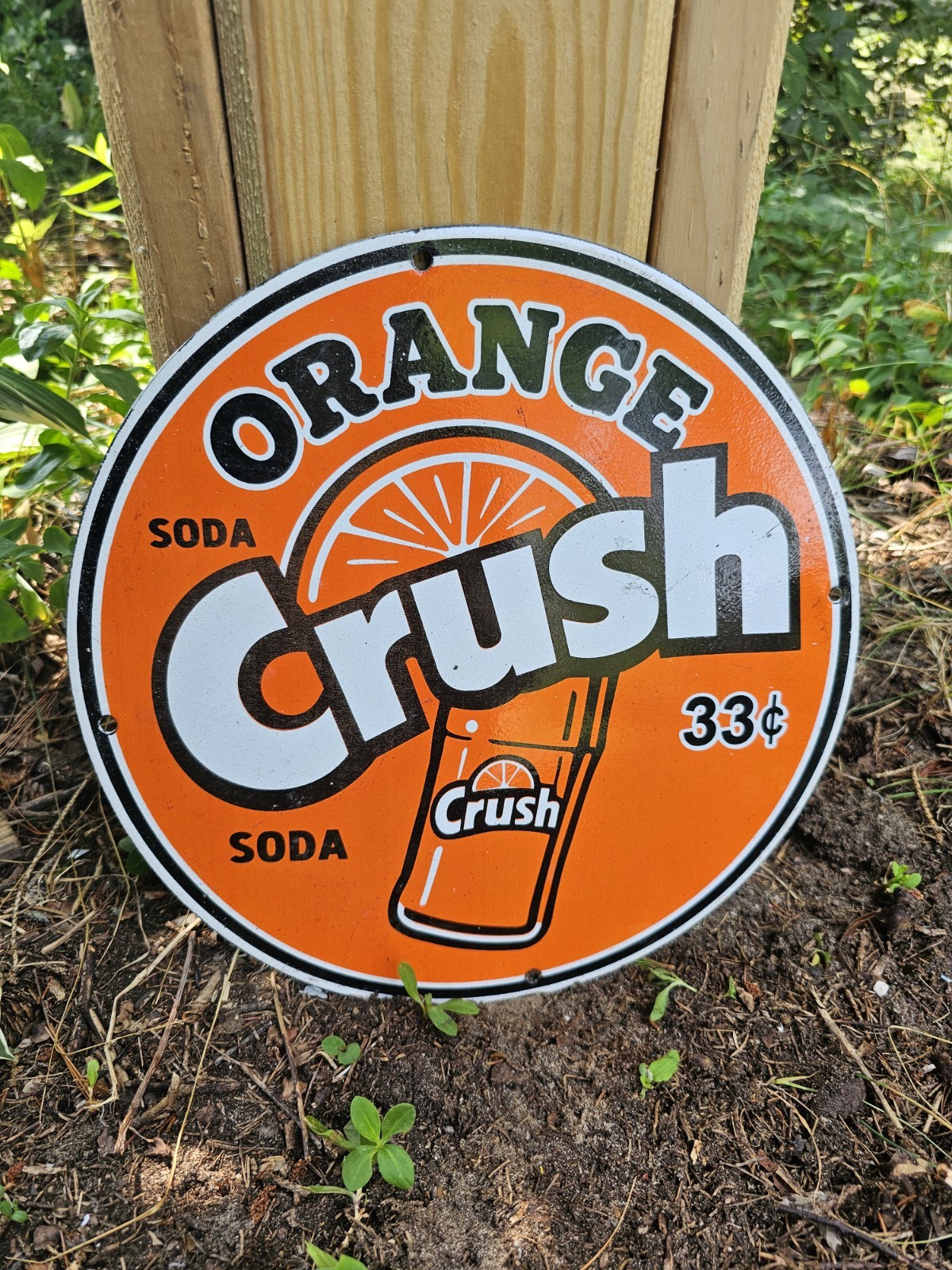 VINTAGE 1950'S ORANGE CRUSH 33 CENTS PORCELAIN GAS STATION SODA SIGN ,COKE