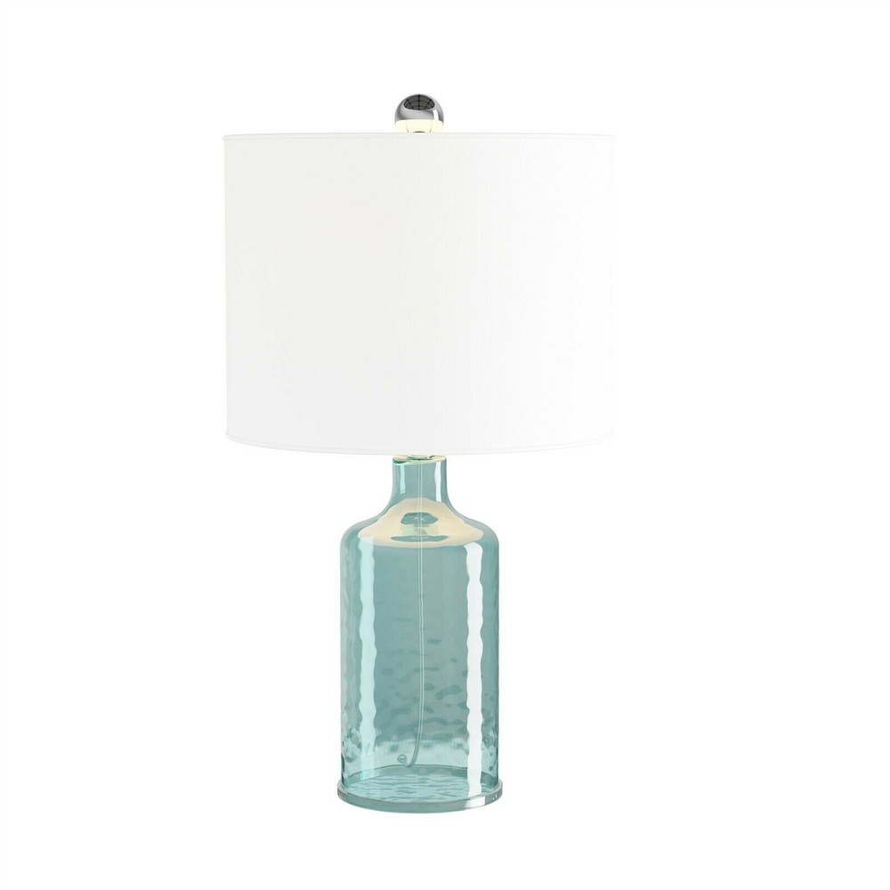 Glass Table Lamp with Open Base LED Bulb Light  Shade Decorative Lighting, Blue