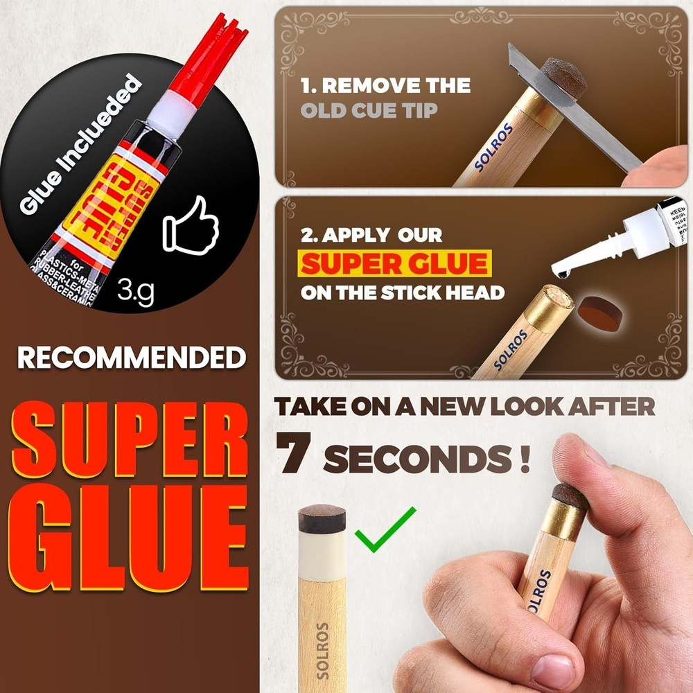 20PSC Pool Cue Tips 13Mm Billiard Pool Stick Tips Pool Cue Tips Replacement Kit