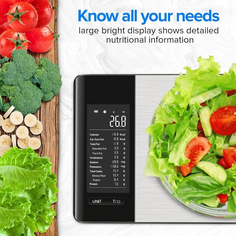 Smart Food Scale W/ Nutritional Tracking App Barcode Scanner LCD Display 5000g