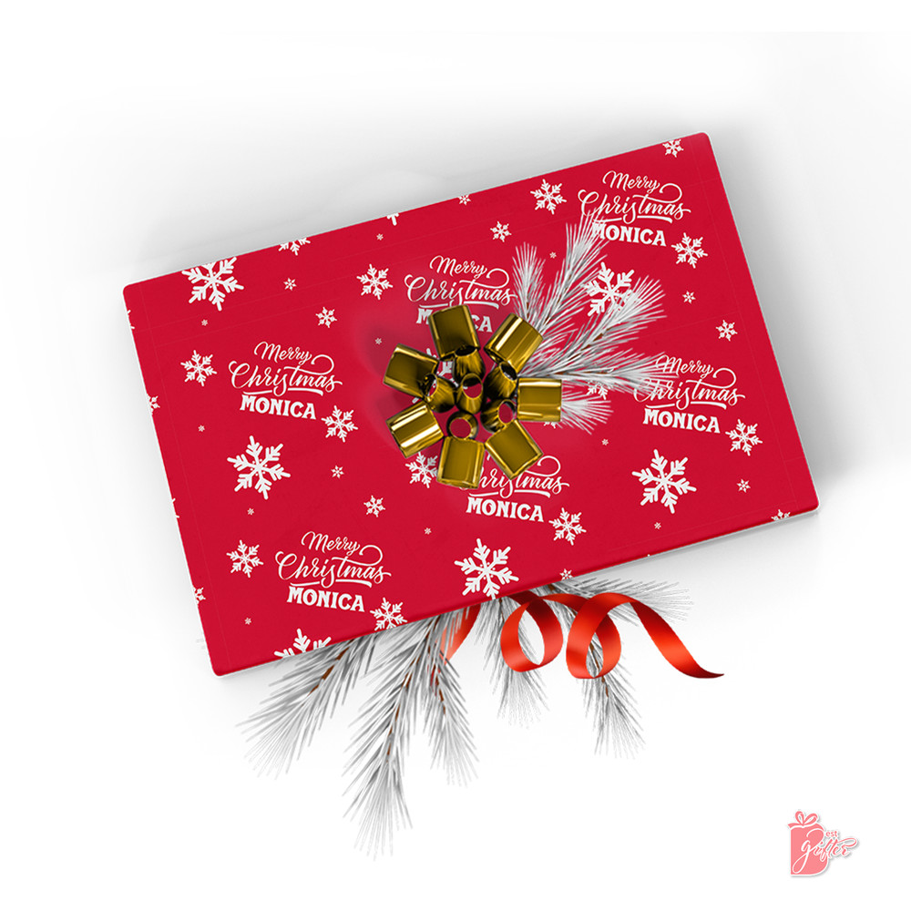 Christmas Name Personalized Custom White Traditional Red Snowflake Gift Wrapper