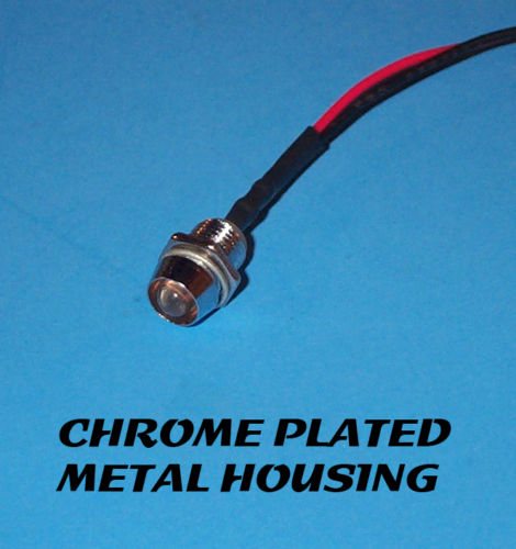 LED - 5mm PRE WIRED 12 VOLT / CHROME BEZEL - WARM WHITE