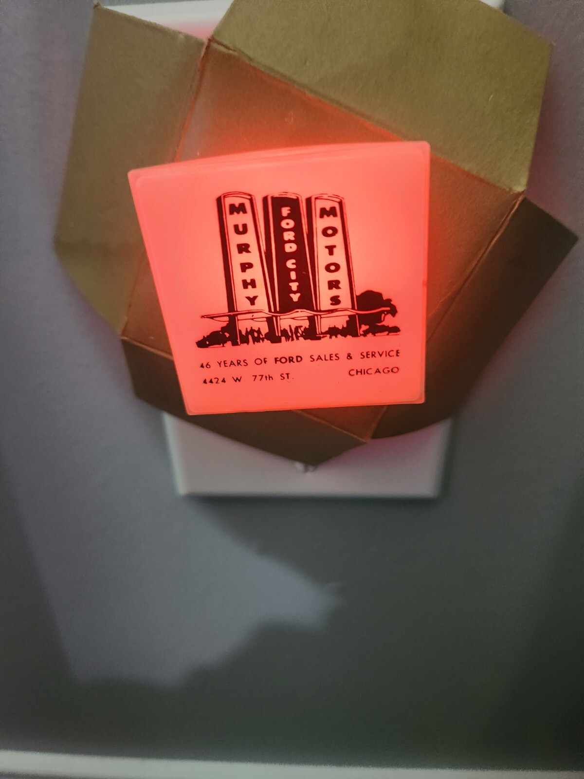 Vintage Ford City, Illinois Murphy Motors Ford Sales and service nitelite NOS