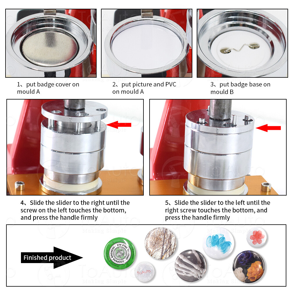 37mm 58mm Button Badge Maker Machine Hand Punch Press +Circle Cutter Craft Tool