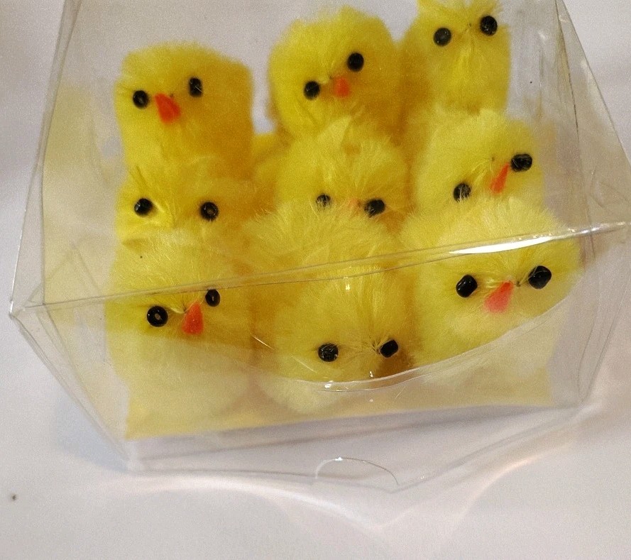 Mini Chenille Easter Chicks, Yellow, Pipe Cleaner, Crafts, NIB, Set 9, X2