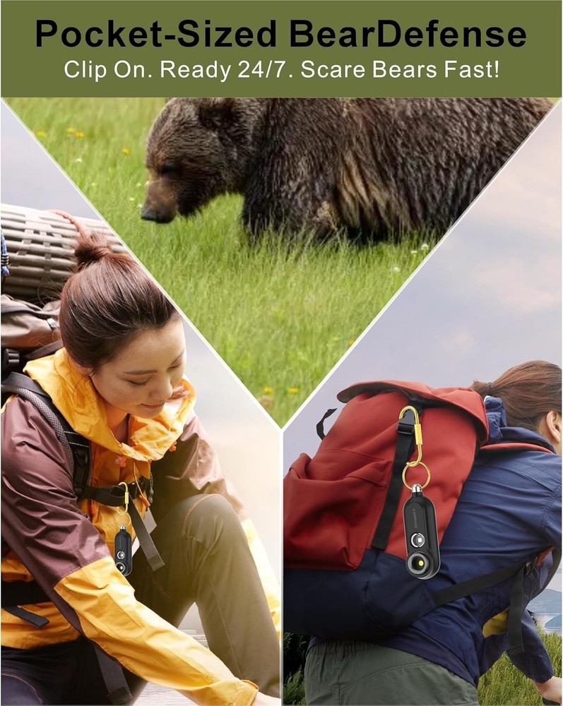 125dB Rechargeable Bear Horn, Waterproof & LED Flashlight Bear Deterrent Devi...