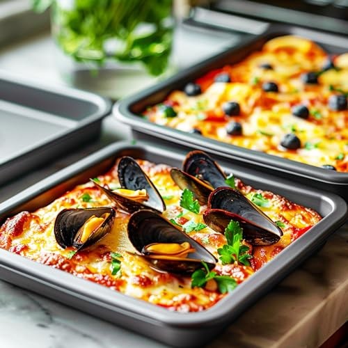 Baking Pans Set, 5-Piece Nonstick Bakeware Sets with Round/Square Cake Black