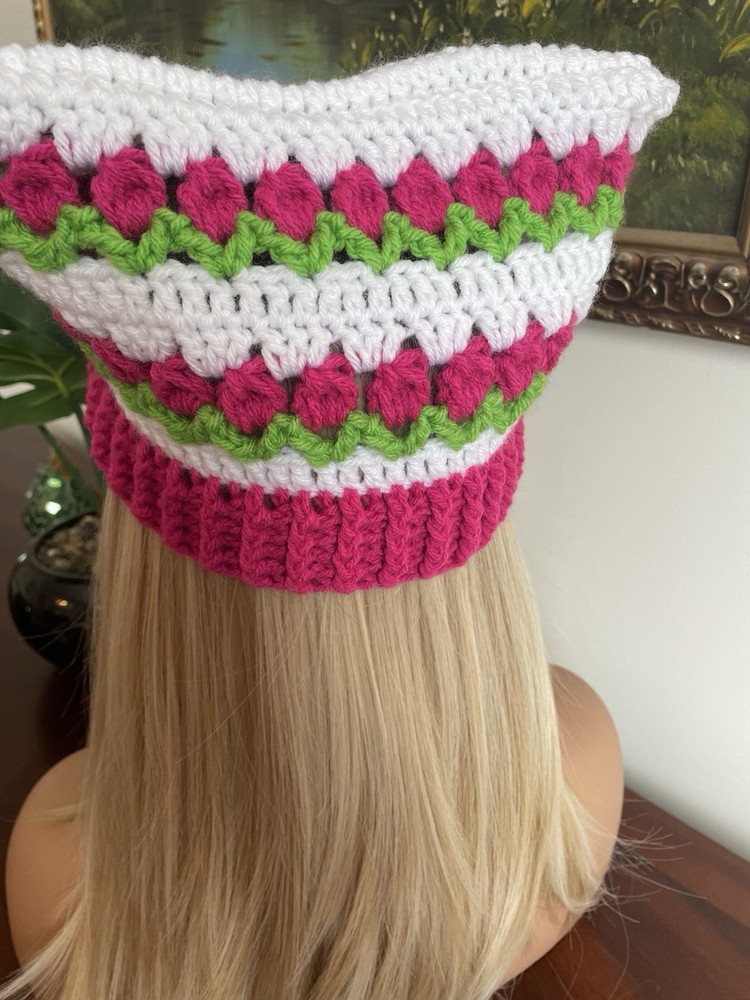 Tulip Cat Ear Beanie Hat - Handmade