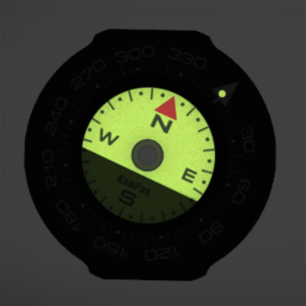 KanPas Mini Button Map Compass with Turnable Bezel for Watchband 25mm, Black