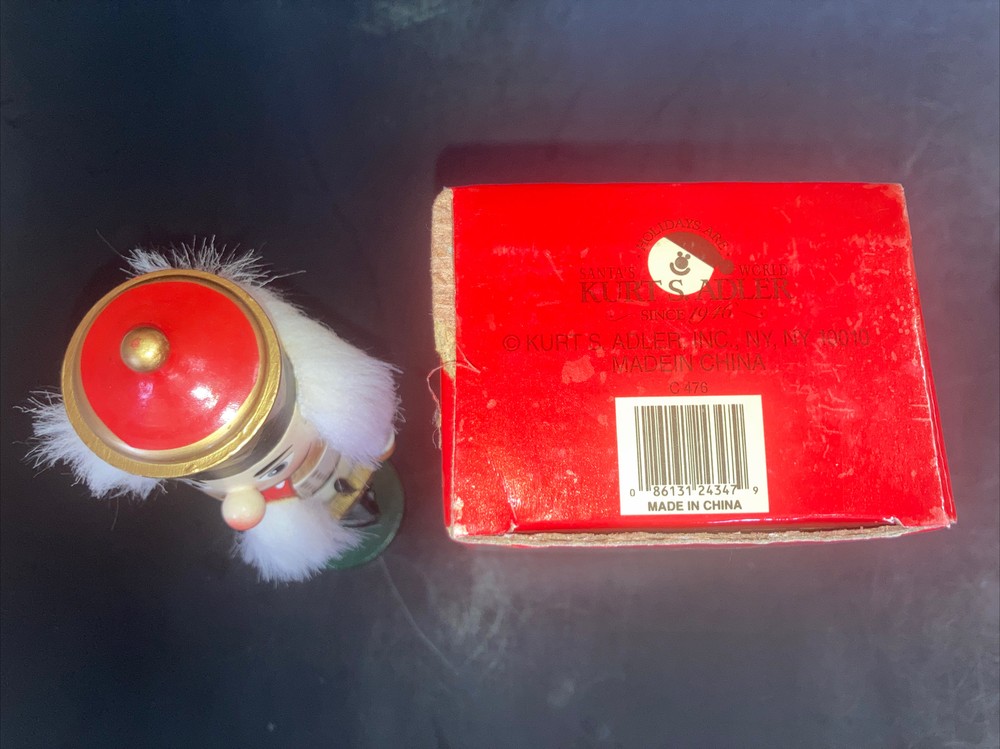 Kurt Adler Christmas Nutcracker 10" Original Box White Gold