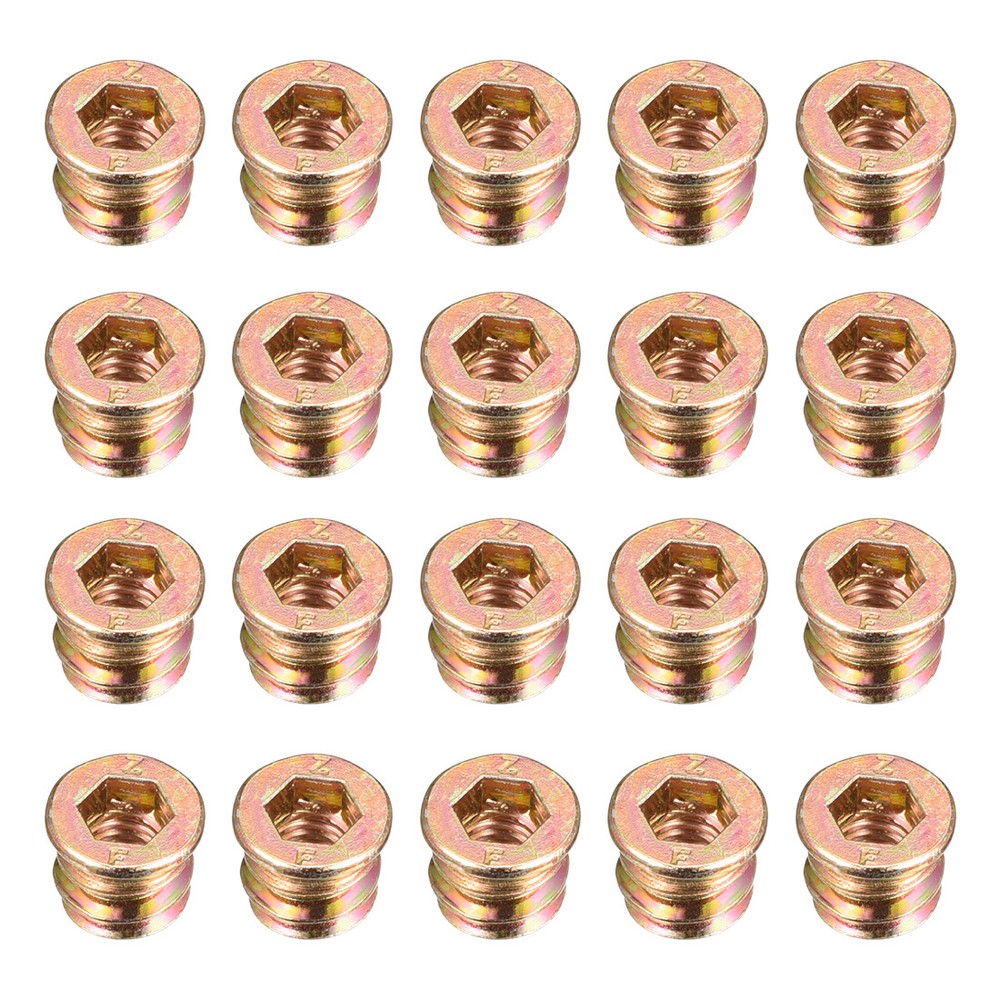 Wood Furniture M6x10mm Threaded Insert Nuts Interface Hex Socket Drive 20pcs
