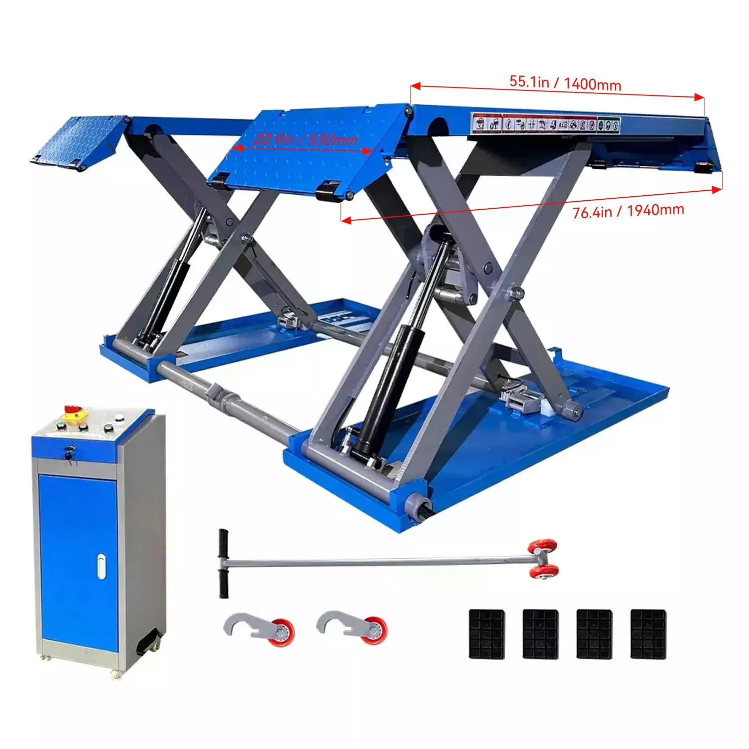 110V Rise Scissor Lift 7700lbs pneumatic Release Auto Lift Car Lift