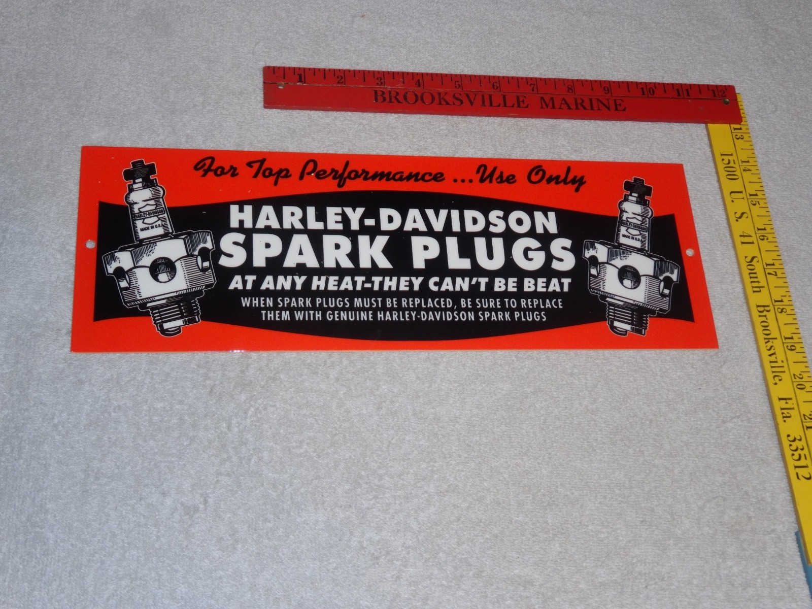 VINTAGE HARLEY DAVIDSON MOTORCYCLE SPARK PLUG PORCELAIN METAL GASOLINE OIL SIGN!
