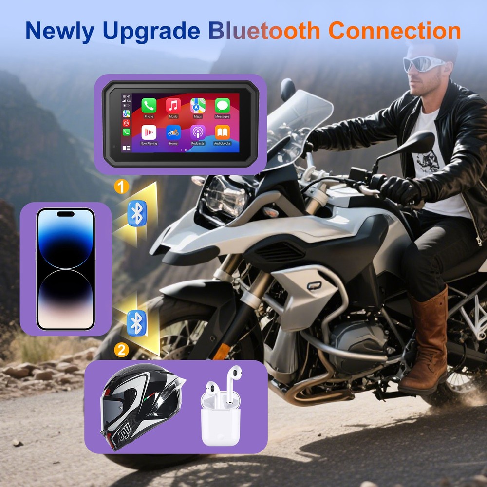 6" BMW Motorcycle CarPlay Data Reading, Light Sensor, Music Sharing, Intercom