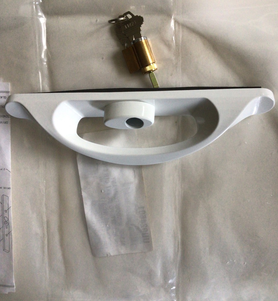 Truth Hardware White Sliding Glass Door Handle Assembly with Lock